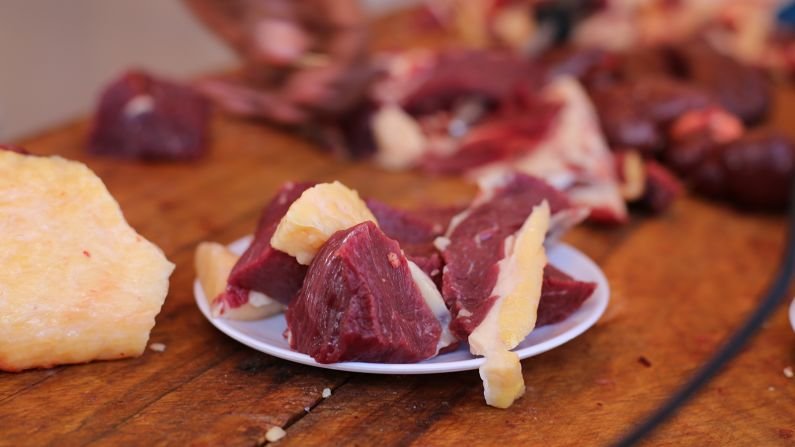 Gored gored — cubes of tender beef